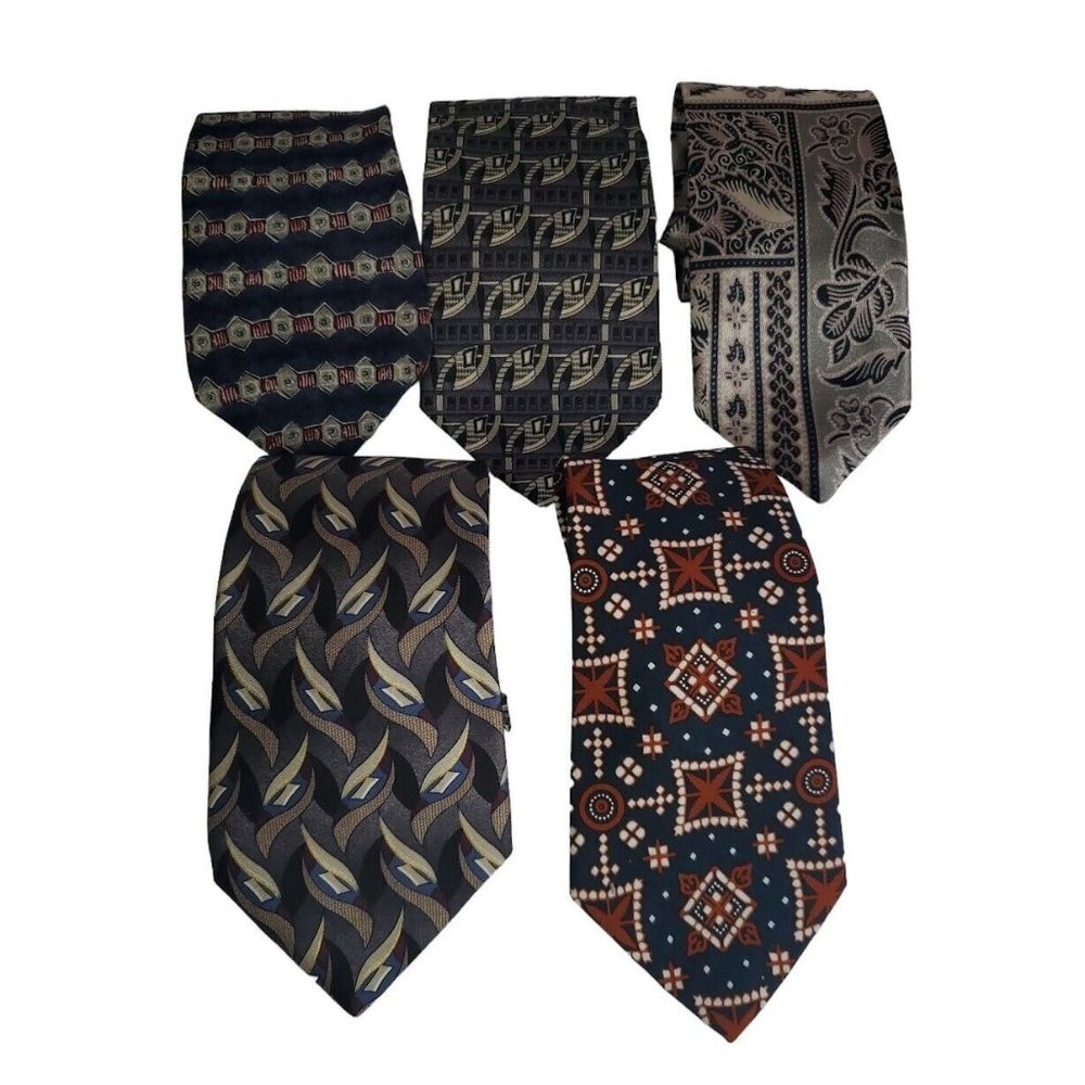 Vintage Lot 5 Mens Ties Necktie Formal Wedding Arrow L'Homme Preacher #5